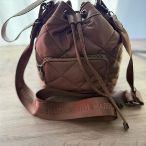 Steve Madden Chocolate Quilted Backpack